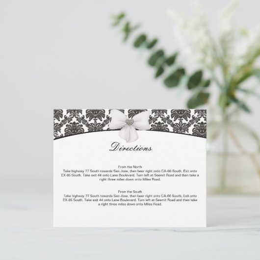 Damask Elegance Wedding Direction Kaarten (Staand voorkant)