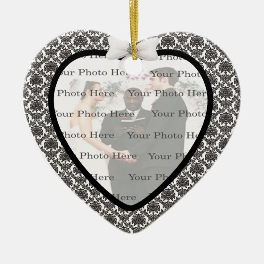 Damask Elegance Wedding Heart Ornament (Voorkant)