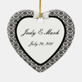 Damask Elegance Wedding Heart Ornament (Achterkant)