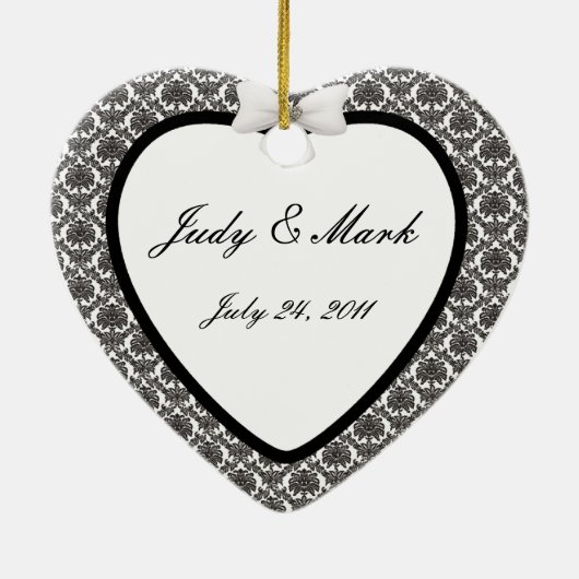 Damask Elegance Wedding Heart Ornament (Achterkant)