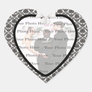 Damask Elegance Wedding Heart Stickers
