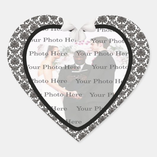 Damask Elegance Wedding Heart Stickers (Voorkant)
