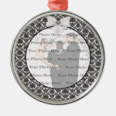 Damask Elegance Wedding Silver Round Ornament (Voorkant)