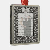 Damask Elegance Wedding Silver Square Ornament (Rechts)