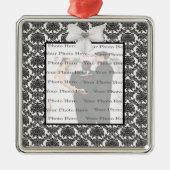 Damask Elegance Wedding Silver Square Ornament (Voorkant)