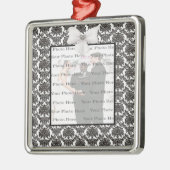 Damask Elegance Wedding Silver Square Ornament (Links)