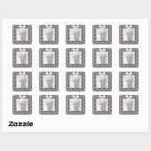 Damask Elegance Wedding Square Stickers (Vel)