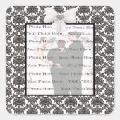 Damask Elegance Wedding Square Stickers (Voorkant)