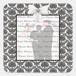 Damask Elegance Wedding Square Stickers