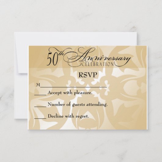 Damask Elegant 50e Jubileum RSVP-kaart RSVP Kaartje (Voorkant)
