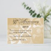 Damask Elegant 50e Jubileum RSVP-kaart RSVP Kaartje (Staand voorkant)