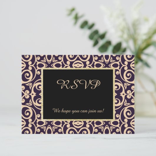 Damask Elegant all event rsvp response (Staand voorkant)