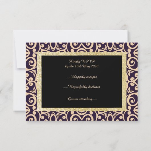 Damask Elegant all event rsvp response (Achterkant)