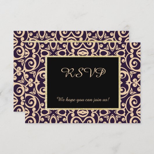 Damask Elegant all event rsvp response (Voorkant / Achterkant)