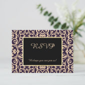 Damask Elegant all event rsvp response Kaartje (Staand voorkant)