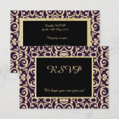 Damask Elegant all event rsvp response Kaartje (Voorkant / Achterkant)