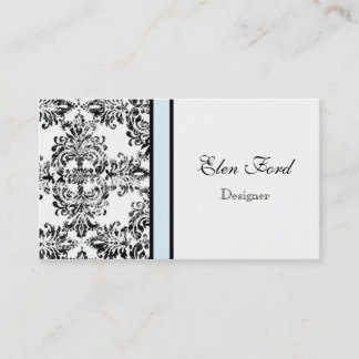 Damask Elegant Baby Blue en Black Visitekaartjes