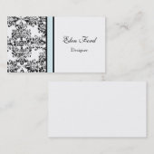 Damask Elegant Baby Blue en Black Visitekaartjes (Voorkant / Achterkant)