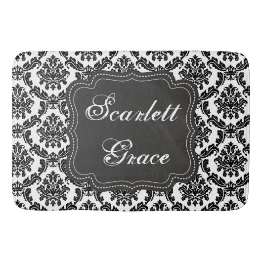 Damask Elegant Black & White Bath Mat Custom (Voorkant)