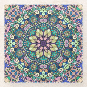 Damask: Elegant naadloos patroon Glazen Onderzetter