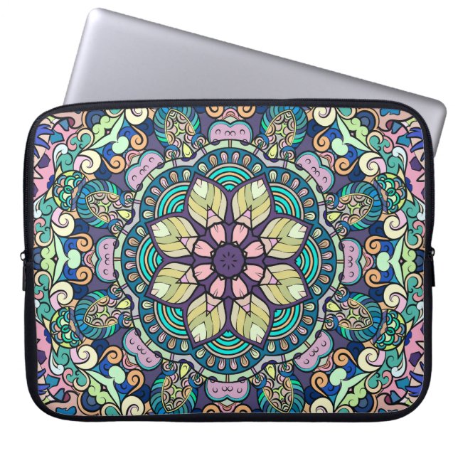  Damask: Elegant naadloos patroon Laptop Sleeve (Voorkant)