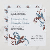 Damask Elegant Wedd Kaart (Voorkant / Achterkant)