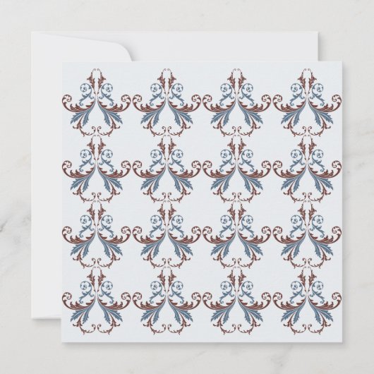 Damask Elegant Wedd Kaart (Achterkant)