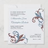 Damask Elegant Wedd Kaart (Voorkant)
