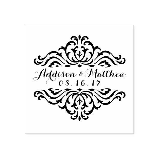  Damask Elegant Wedding Favor Stamp Rubberstempel (Afrduk)