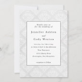 Damask Elegante klassieke witte bruiloft Kaart (Voorkant)