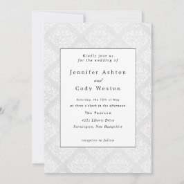 Damask Elegante klassieke witte bruiloft Kaart