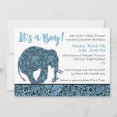 Damask Elephant Boy Baby shower Kaart (Voorkant)