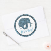 Damask Elephant Het is een jongen! Ronde Sticker (Envelop)
