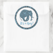 Damask Elephant Het is een jongen! Ronde Sticker (Tas)