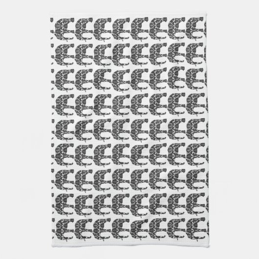 Damask Elephant Pattern Kitchen Towel Theedoek (Verticaal)