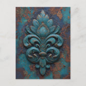 Damask Embossed Fleur-De-Lis Briefkaart (Voorkant)