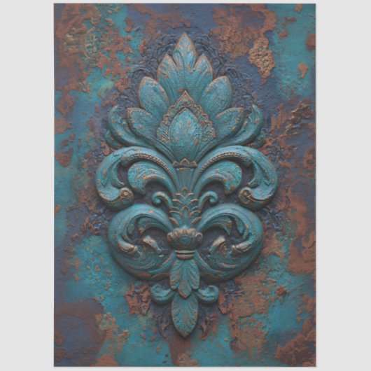 Damask Embossed Fleur-De-Lis Decoupage Tissuepapier (Voorkant)