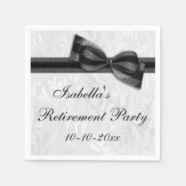 Damask en Black Faux Bow pensioen Servetten
