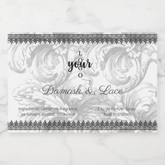  Damask en Black Lace Logo Perfume Likeurfles Etiket (Enkel label)
