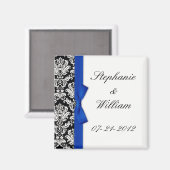 Damask en Blue Bow Fridge Magnet (Voorkant / Achterkant)