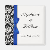 Damask en Blue Bow Fridge Magnet (Voorkant)