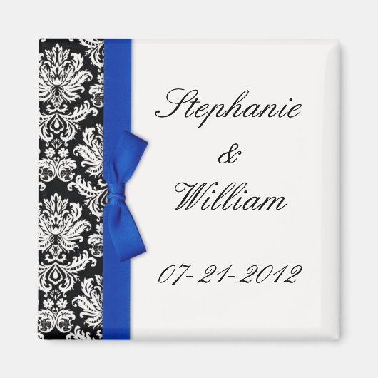 Damask en Blue Bow Fridge Magnet (Voorkant)