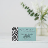 Damask en Blue Elegant Visitekaartje (Staand voorkant)