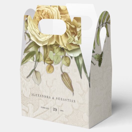  Damask en Boho Yellow Flowers Bruiloft Bedankdoosjes (Geopend)