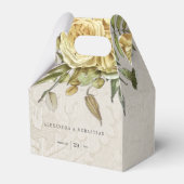  Damask en Boho Yellow Flowers Bruiloft Bedankdoosjes (Voorkant Zijde)