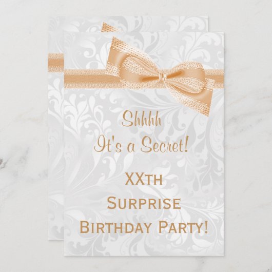 Damask en Bow Surprise verjaardagsfeestje Kaart (Voorkant / Achterkant)