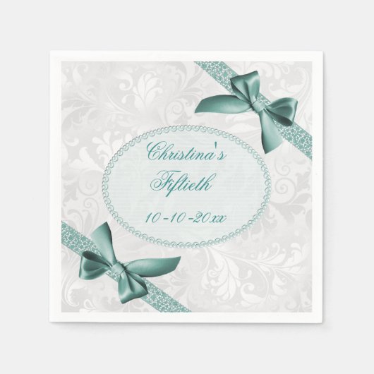 Damask en Bows 50ste verjaardag Servetten (Voorkant)