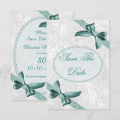 Damask en Bows 80th Birthday Save the Date (Voorkant / Achterkant)