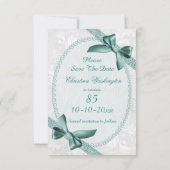 Damask en Bows 85th Birthday Save the Date (Achterkant)