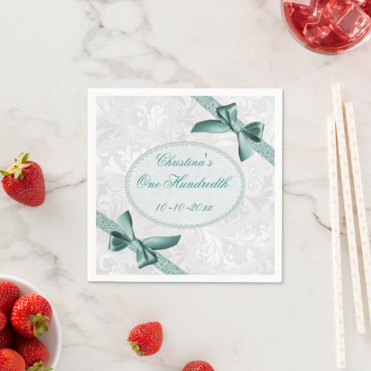 Damask en Bows One Hundredth Birthday Servetten (Insitu)